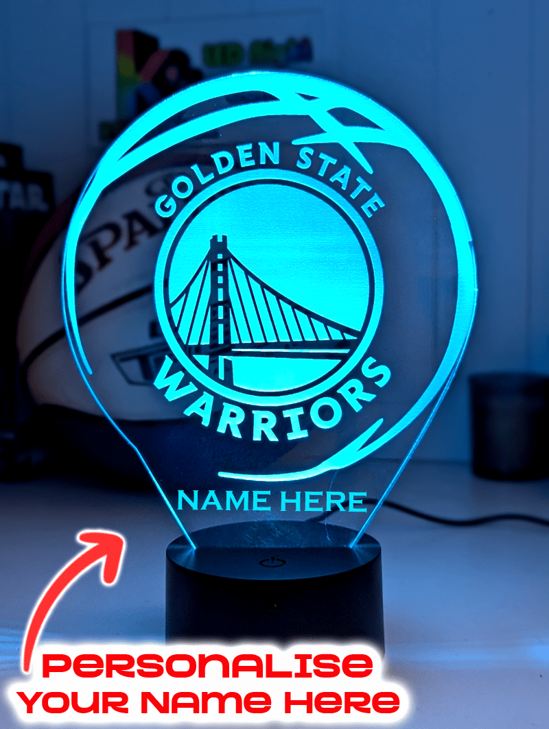 Golden State Warriors Personalised 3D LED Night Light Custom Name Basketball Lamp - KustomboxNight Lights & Ambient LightingKustomboxStandard Size - No Name