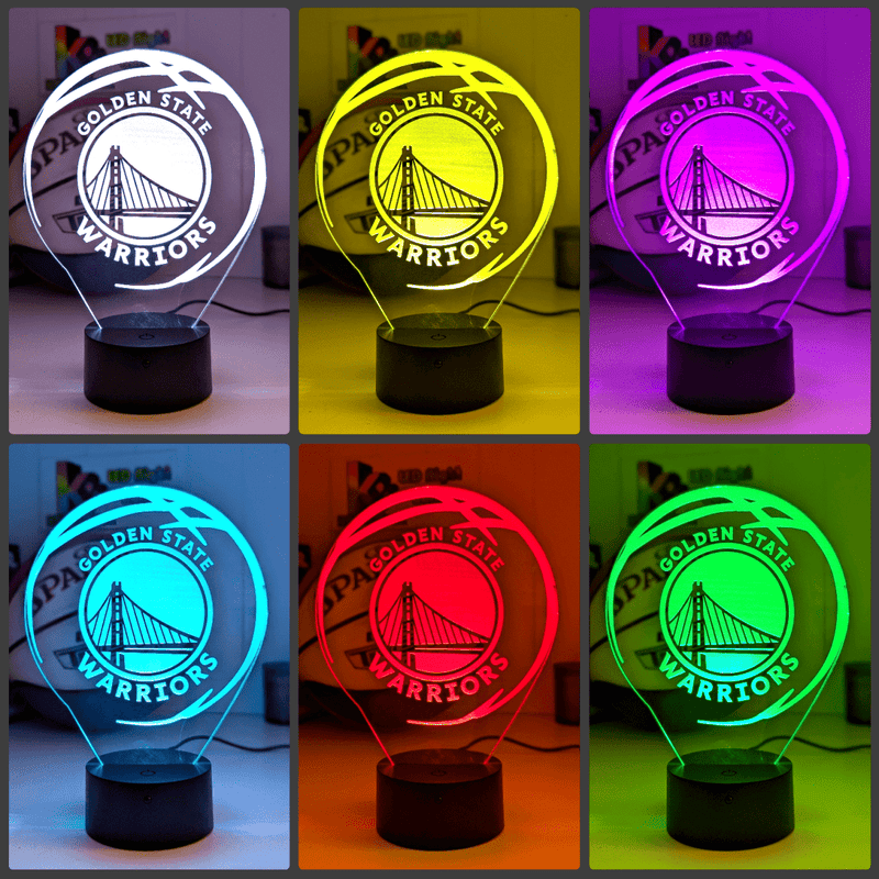 Golden State Warriors Personalised 3D LED Night Light Custom Name Basketball Lamp - KustomboxNight Lights & Ambient LightingKustomboxStandard Size - No Name