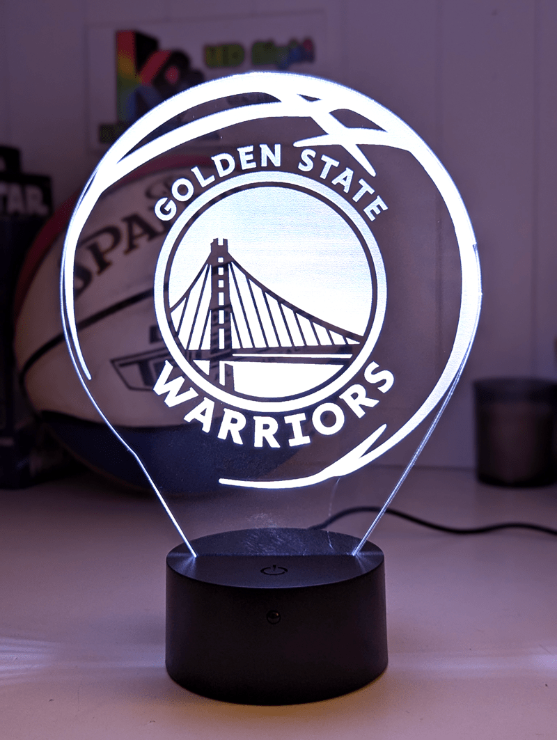 Golden State Warriors Personalised 3D LED Night Light Custom Name Basketball Lamp - KustomboxNight Lights & Ambient LightingKustomboxStandard Size - No Name