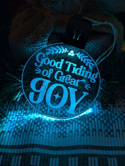 Good Tidings of Joy Christmas Bauble 3d LED Night Light Decoration - KustomboxNight Lights & Ambient LightingKustomboxBauble - Standard Size