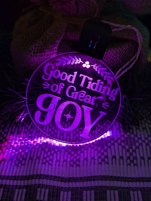 Good Tidings of Joy Christmas Bauble 3d LED Night Light Decoration - KustomboxNight Lights & Ambient LightingKustomboxBauble - Standard Size