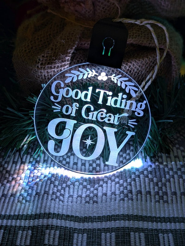 Good Tidings of Joy Christmas Bauble 3d LED Night Light Decoration - KustomboxNight Lights & Ambient LightingKustomboxBauble - Standard Size