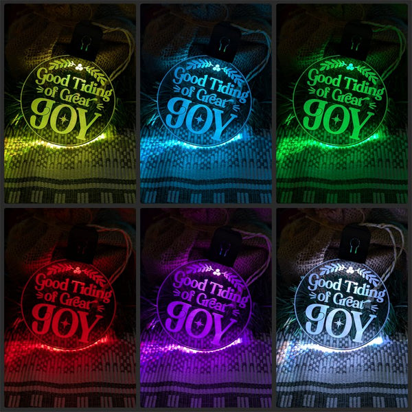 Good Tidings of Joy Christmas Bauble 3d LED Night Light Decoration - KustomboxNight Lights & Ambient LightingKustomboxBauble - Standard Size