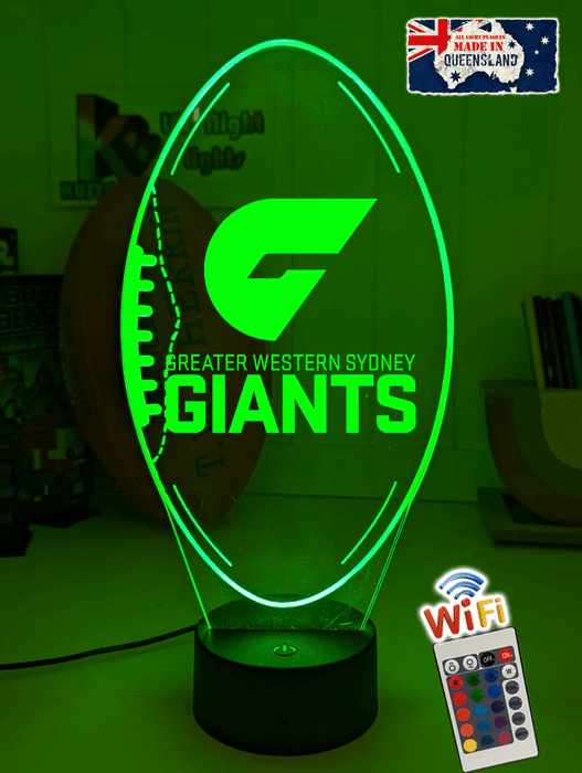 Greater Western Sydney Giants Australian Football Club 3D LED Night Light - KustomboxNight Lights & Ambient LightingKustomboxStandard Size