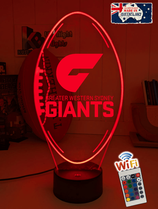 Greater Western Sydney Giants Australian Football Club 3D LED Night Light - KustomboxNight Lights & Ambient LightingKustomboxStandard Size