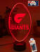 Greater Western Sydney Giants Australian Football Club 3D LED Night Light - KustomboxNight Lights & Ambient LightingKustomboxStandard Size