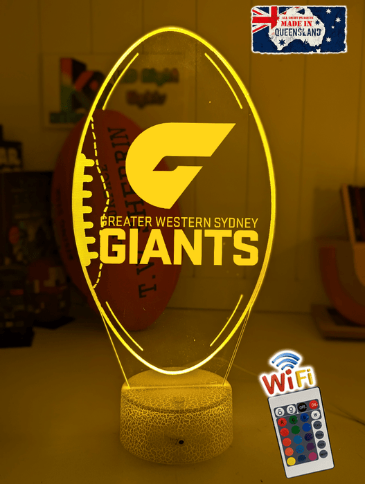 Greater Western Sydney Giants Australian Football Club 3D LED Night Light - KustomboxNight Lights & Ambient LightingKustomboxStandard Size
