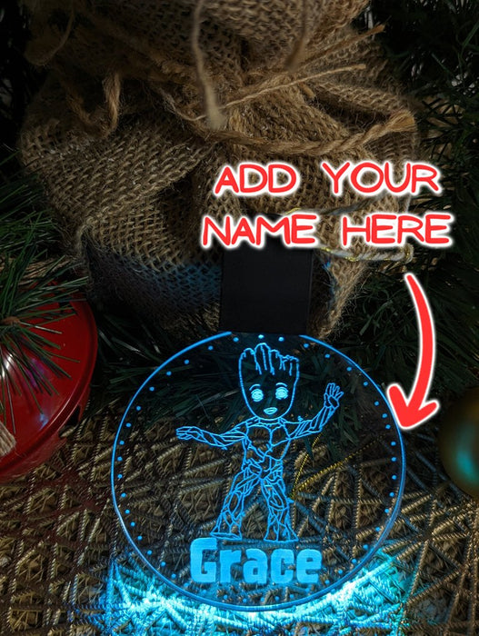 Groot Guardians Galaxy Personalised Christmas Tree Bauble 3D LED Light Decoration - KustomboxNight Lights & Ambient LightingKustomboxBauble - Standard