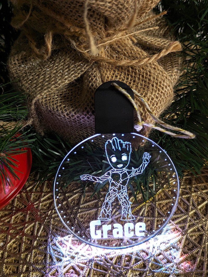 Groot Guardians Galaxy Personalised Christmas Tree Bauble 3D LED Light Decoration - KustomboxNight Lights & Ambient LightingKustomboxBauble - Standard