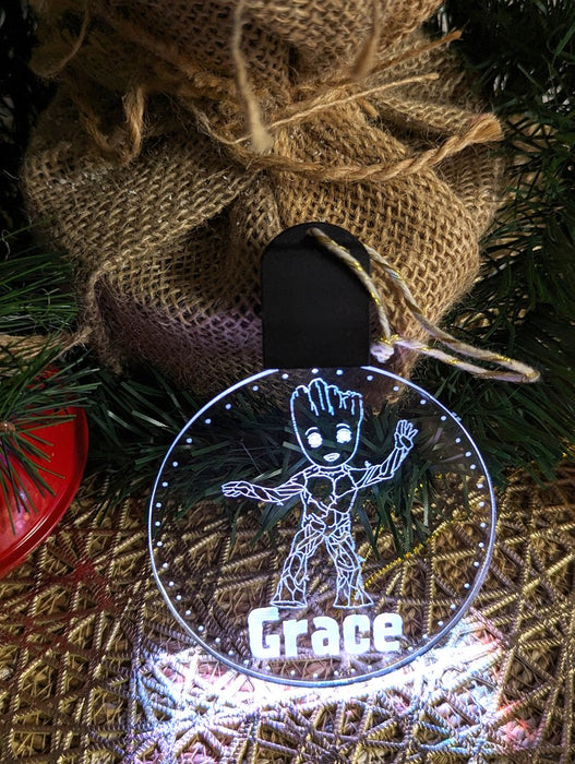 Groot Guardians Galaxy Personalised Christmas Tree Bauble 3D LED Light Decoration - KustomboxNight Lights & Ambient LightingKustomboxBauble - Standard