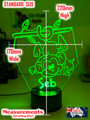 Hanging Monkey on Branch Personalised Name 3D LED Night Light Lamp - KustomboxNight Lights & Ambient LightingKustomboxStandard Light - No Name