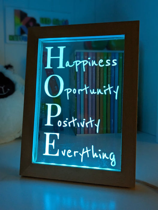 Happiness Opportunity Positivity Motivational Quote Timber Frame USB 3D LED Night Light Lamp - KustomboxNight Lights & Ambient LightingKustomboxTimber Frame Light - $34.99