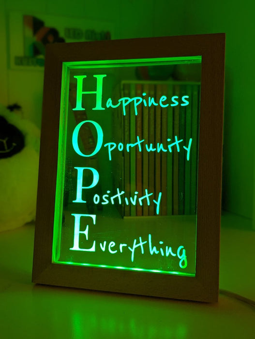 Happiness Opportunity Positivity Motivational Quote Timber Frame USB 3D LED Night Light Lamp - KustomboxNight Lights & Ambient LightingKustomboxTimber Frame Light - $34.99