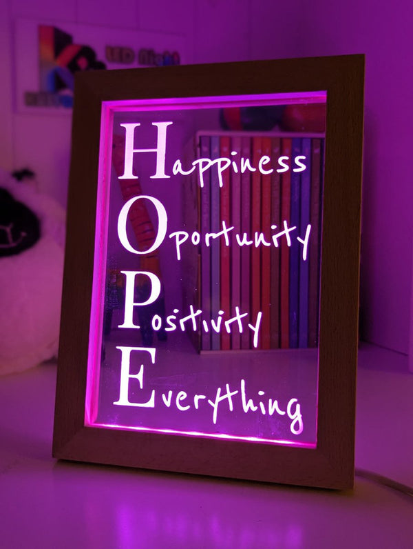 Happiness Opportunity Positivity Motivational Quote Timber Frame USB 3D LED Night Light Lamp - KustomboxNight Lights & Ambient LightingKustomboxTimber Frame Light - $34.99