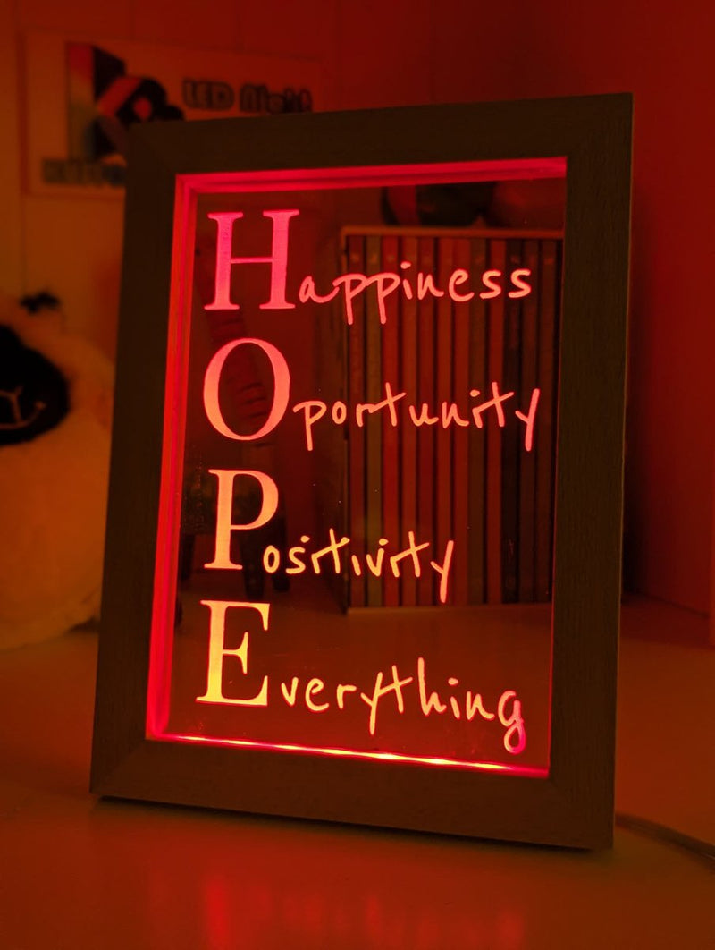 Happiness Opportunity Positivity Motivational Quote Timber Frame USB 3D LED Night Light Lamp - KustomboxNight Lights & Ambient LightingKustomboxTimber Frame Light - $34.99