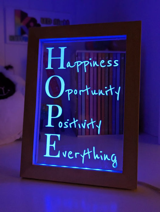 Happiness Opportunity Positivity Motivational Quote Timber Frame USB 3D LED Night Light Lamp - KustomboxNight Lights & Ambient LightingKustomboxTimber Frame Light - $34.99