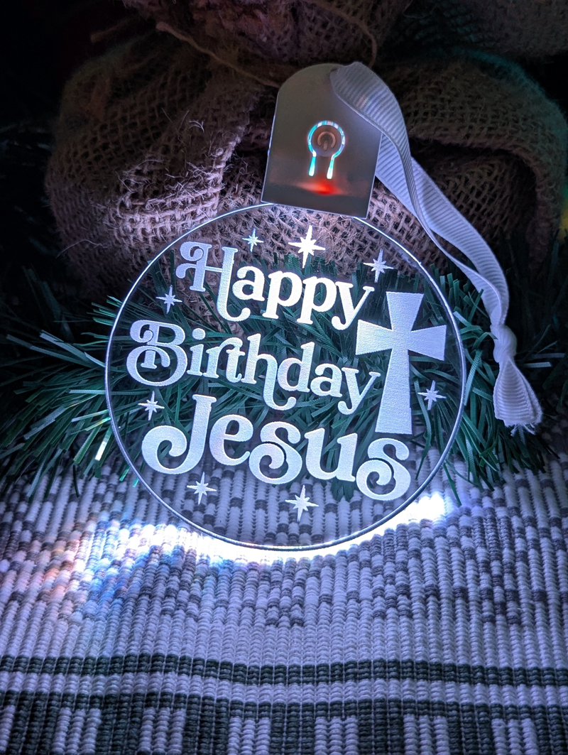 Happy Birthday Jesus Christmas Bauble 3d LED Night Light Decoration