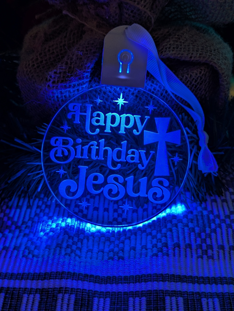 Happy Birthday Jesus Christmas Bauble 3d LED Night Light Decoration