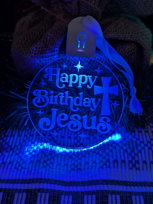 Happy Birthday Jesus Christmas Bauble 3d LED Night Light Decoration