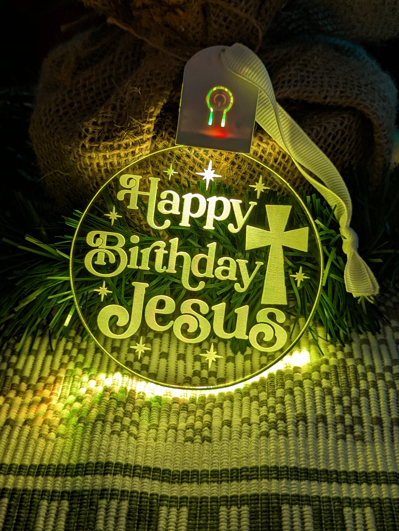 Happy Birthday Jesus Christmas Bauble 3d LED Night Light Decoration