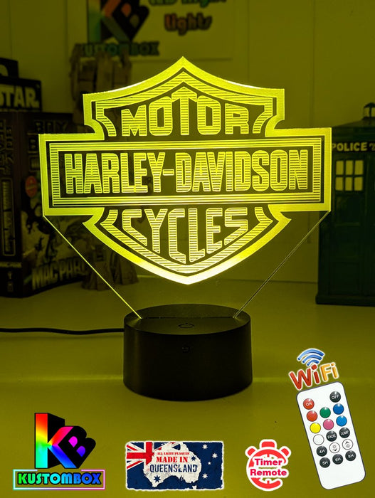 Harley Davidson Motorbike Logo 3D LED Night Light Lamp - KustomboxNight Lights & Ambient LightingKustomboxStandard Size - No Name