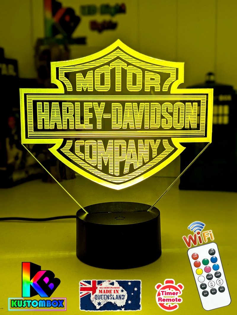 Harley Davidson Motorbike Logo 3D LED Night Light Lamp - KustomboxNight Lights & Ambient LightingKustomboxStandard Size - No Name