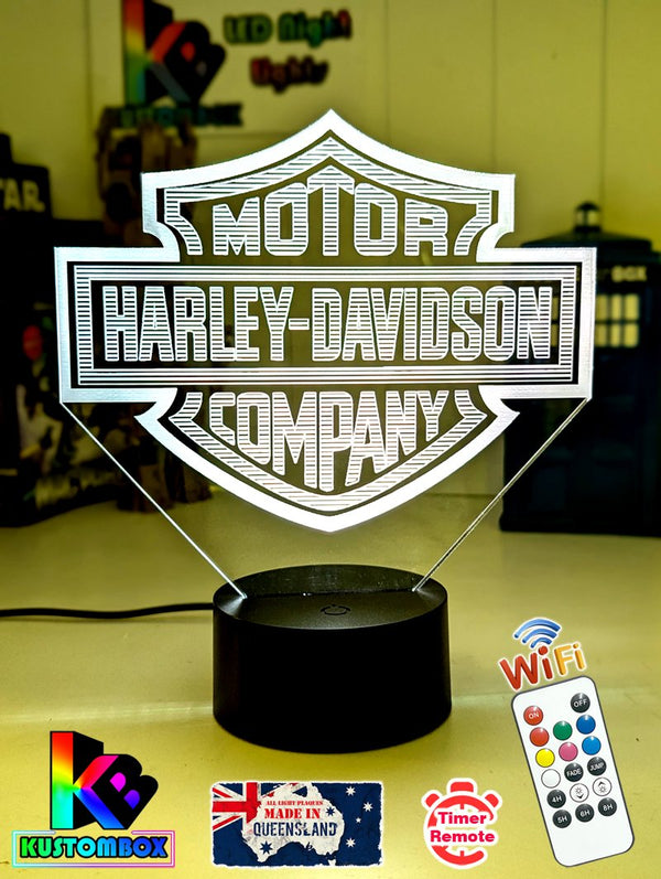 Harley Davidson Motorbike Logo 3D LED Night Light Lamp - KustomboxNight Lights & Ambient LightingKustomboxStandard Size - No Name