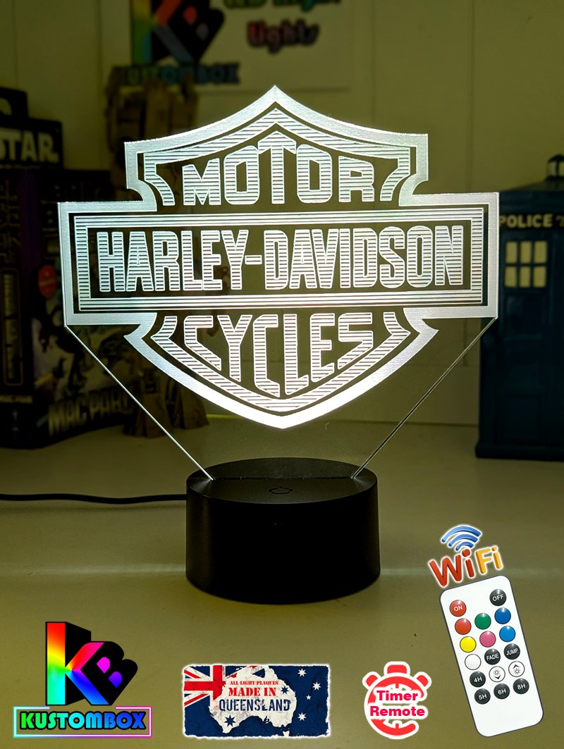 Harley Davidson Motorbike Logo 3D LED Night Light Lamp - KustomboxNight Lights & Ambient LightingKustomboxStandard Size - No Name