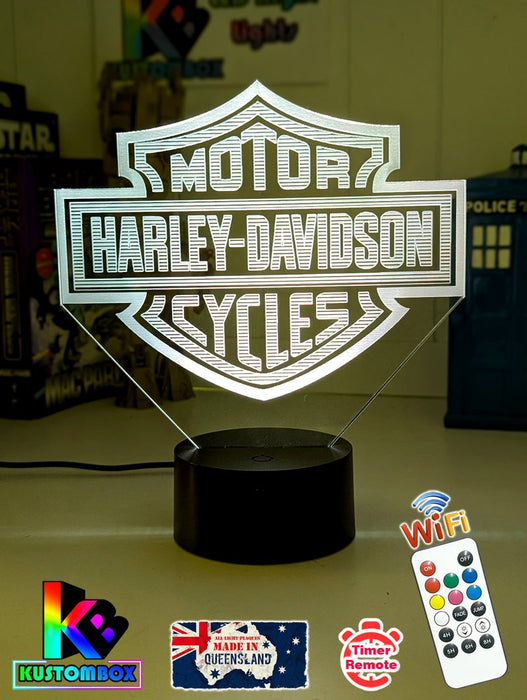 Harley Davidson Motorbike Logo 3D LED Night Light Lamp - KustomboxNight Lights & Ambient LightingKustomboxStandard Size - No Name