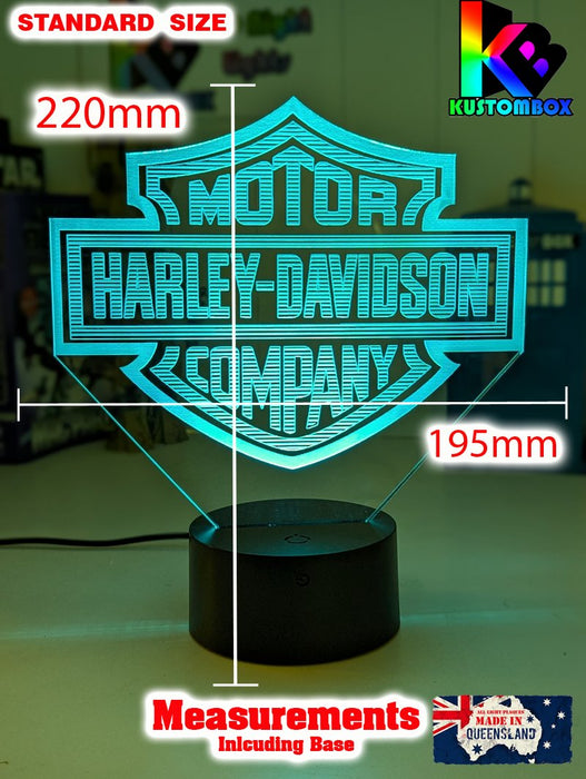 Harley Davidson Motorbike Logo 3D LED Night Light Lamp - KustomboxNight Lights & Ambient LightingKustomboxStandard Size - No Name