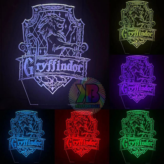 Harry Potter Gryffindor House 3D LED Night Light Room Lamp - KustomboxNight Lights & Ambient LightingKustomboxStandard SizeBlack Base