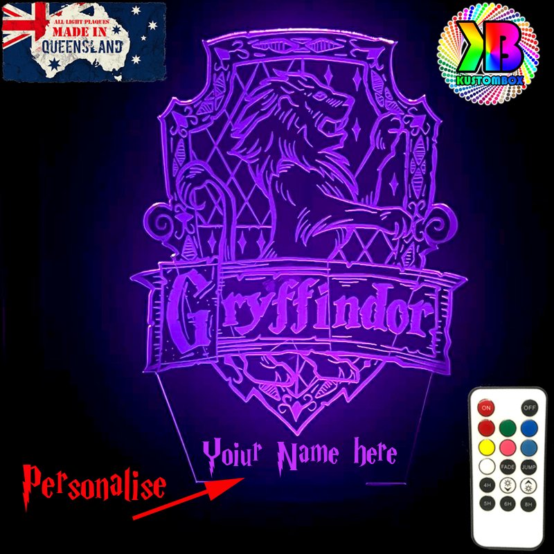 Harry Potter Gryffindor House 3D LED Night Light Room Lamp - KustomboxNight Lights & Ambient LightingKustomboxStandard SizeBlack Base