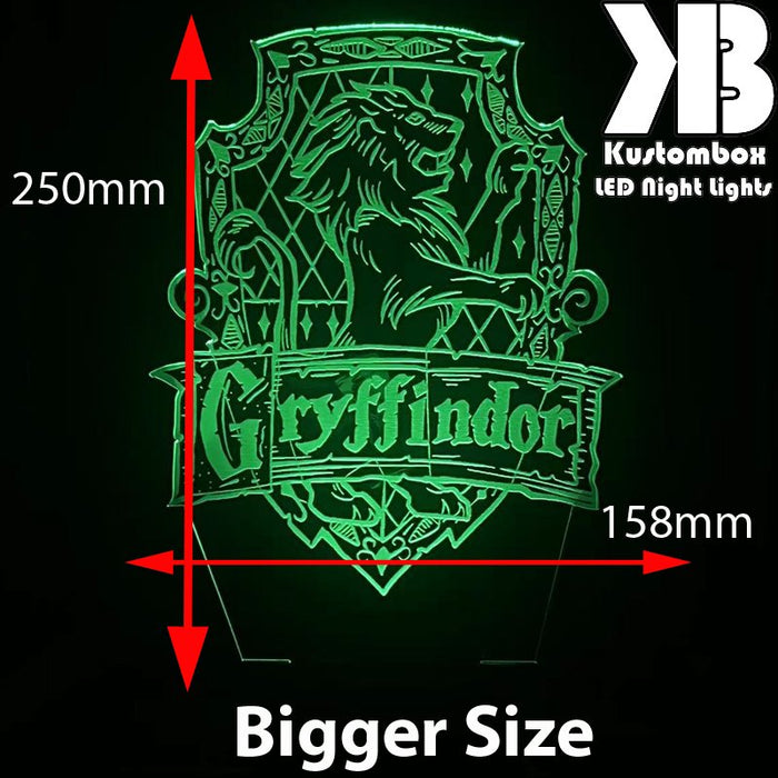 Harry Potter Gryffindor House 3D LED Night Light Room Lamp - KustomboxNight Lights & Ambient LightingKustomboxStandard SizeBlack Base