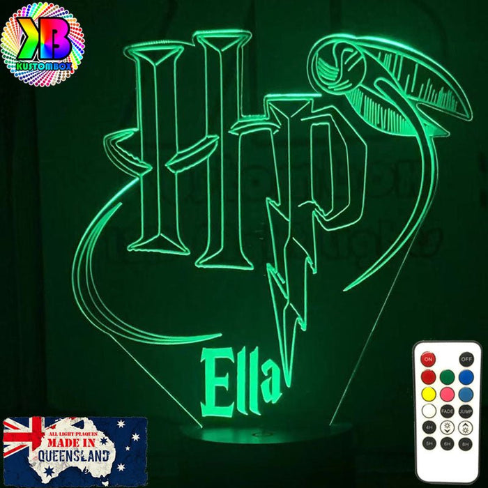 Harry Potter Logo & Golden Snitch Ball 3D LED Night Light Room Lamp - KustomboxNight Lights & Ambient LightingKustomboxStandard SizeBlack Base