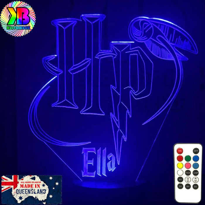 Harry Potter Logo & Golden Snitch Ball 3D LED Night Light Room Lamp - KustomboxNight Lights & Ambient LightingKustomboxStandard SizeBlack Base