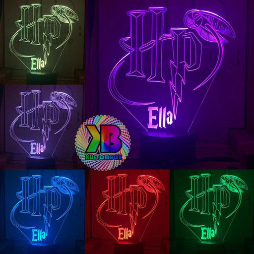 Harry Potter Logo & Golden Snitch Ball 3D LED Night Light Room Lamp - KustomboxNight Lights & Ambient LightingKustomboxStandard SizeBlack Base