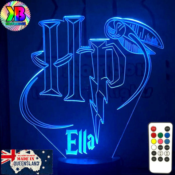 Harry Potter Logo & Golden Snitch Ball 3D LED Night Light Room Lamp - KustomboxNight Lights & Ambient LightingKustomboxStandard SizeBlack Base