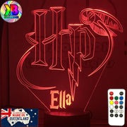 Harry Potter Logo & Golden Snitch Ball 3D LED Night Light Room Lamp - KustomboxNight Lights & Ambient LightingKustomboxStandard SizeBlack Base