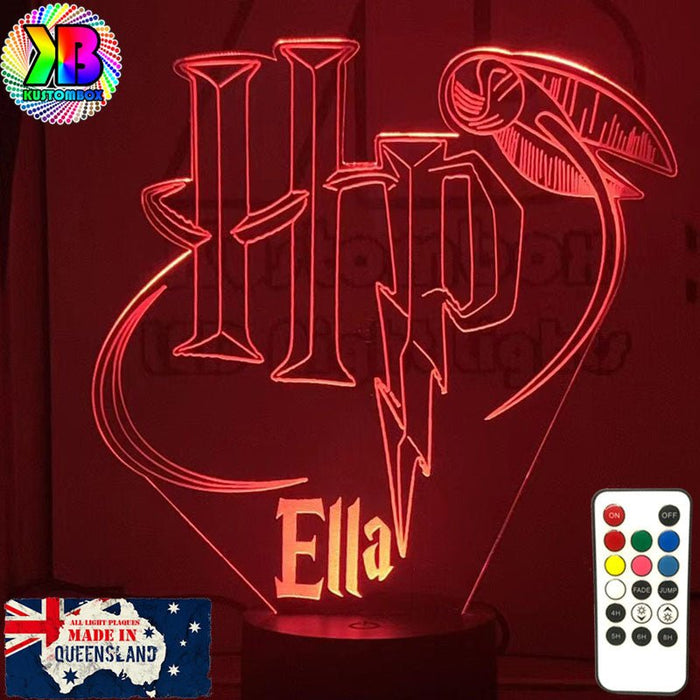 Harry Potter Logo & Golden Snitch Ball 3D LED Night Light Room Lamp - KustomboxNight Lights & Ambient LightingKustomboxStandard SizeBlack Base