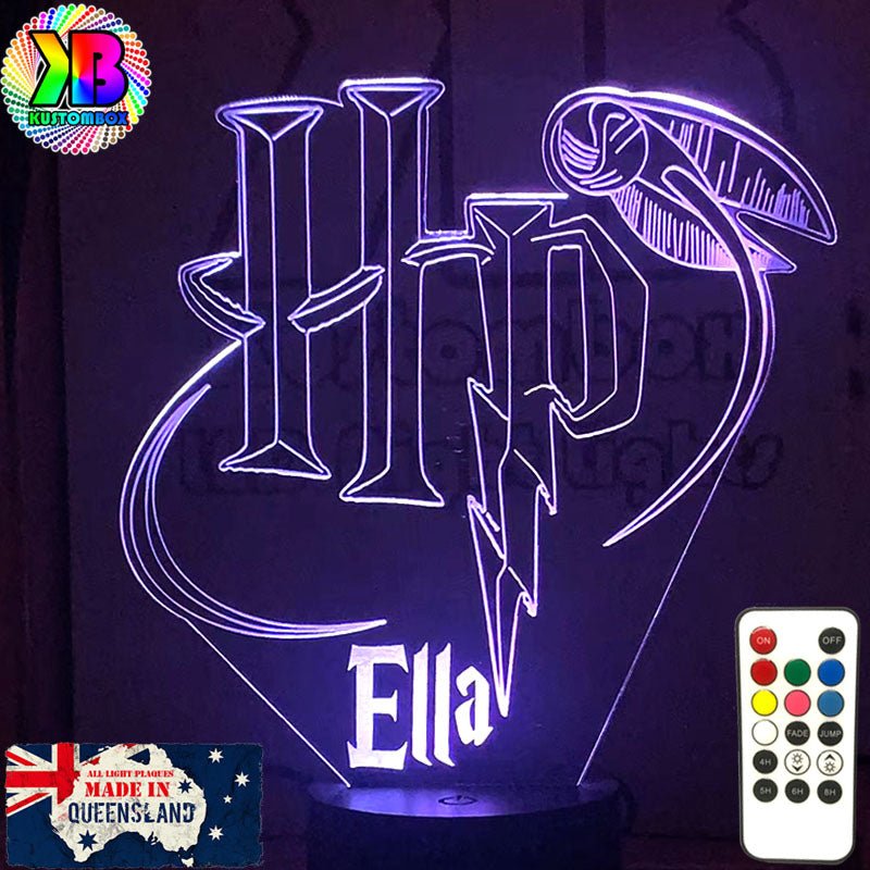 Harry Potter Logo & Golden Snitch Ball 3D LED Night Light Room Lamp - KustomboxNight Lights & Ambient LightingKustomboxStandard SizeBlack Base