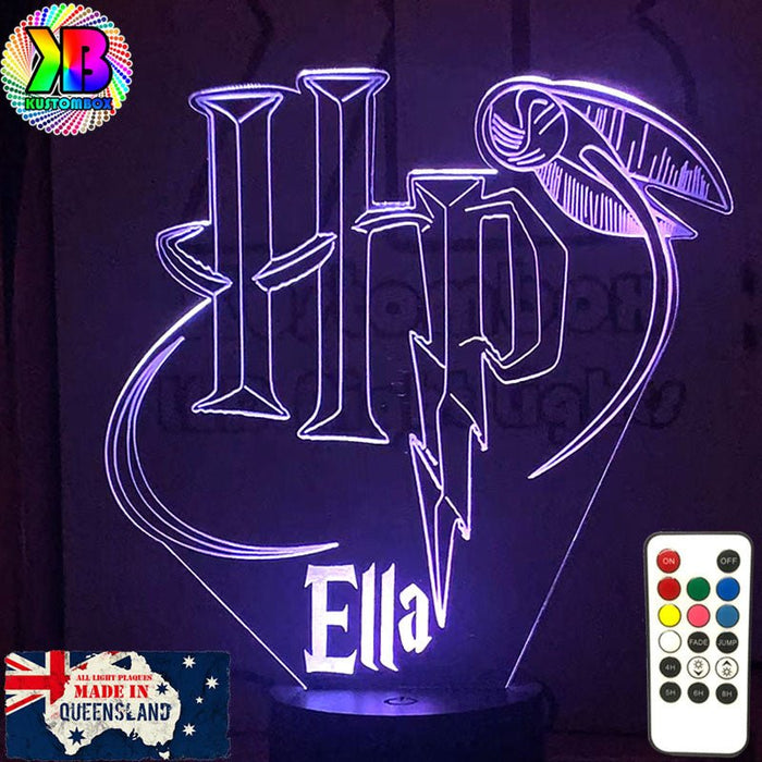 Harry Potter Logo & Golden Snitch Ball 3D LED Night Light Room Lamp - KustomboxNight Lights & Ambient LightingKustomboxStandard SizeBlack Base