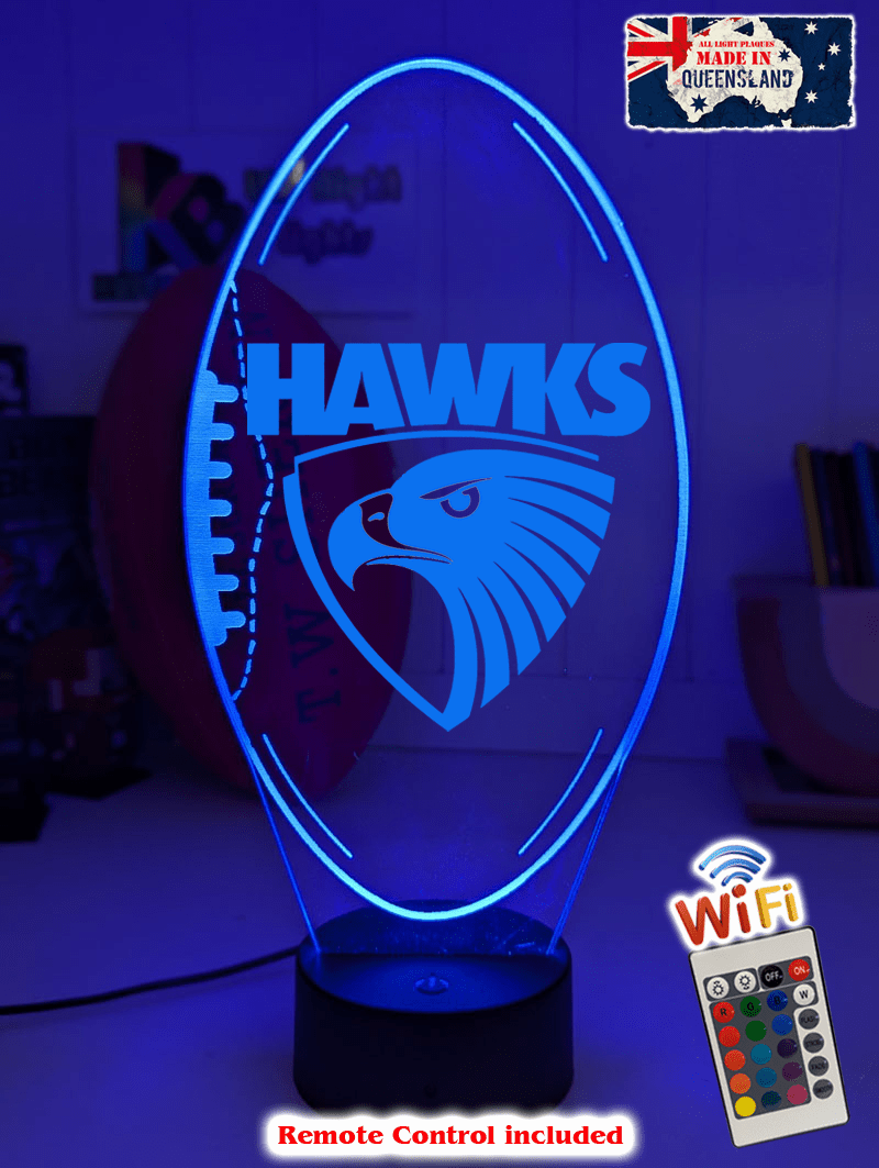 Hawthorn Hawks 3D LED ball night light – 16-colour remote lamp for kids, bar or mancave.