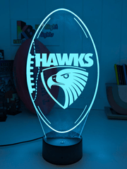 Hawthorn Hawks 3D LED ball light – AFL team décor for man caves, bars or fan spaces.
