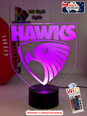 Hawthorn Hawks 3D LED ball light – AFL team décor for man caves, bars or fan spaces.
