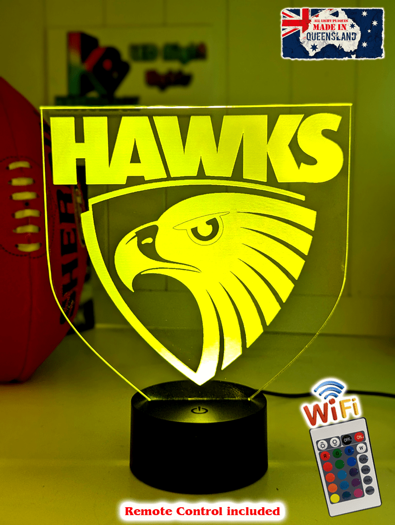 Hawthorn Hawks 3D LED lamp with 16-colour light modes and remote.