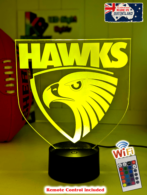 Hawthorn Hawks 3D LED lamp with 16-colour light modes and remote.