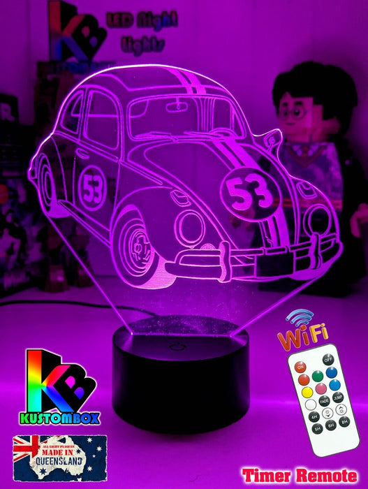 Herbie the Love Bug VW Beetle 3D LED Night Light Lamp