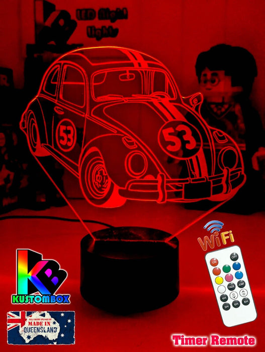 Herbie the Love Bug VW Beetle 3D LED Night Light Lamp