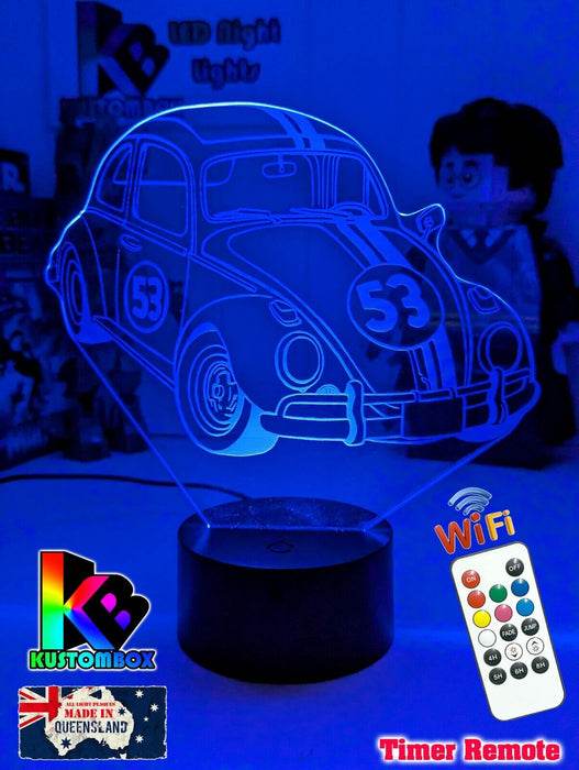 Herbie the Love Bug VW Beetle 3D LED Night Light Lamp
