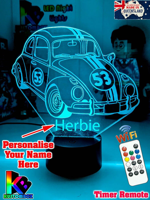 Herbie the Love Bug VW Beetle 3D LED Night Light Lamp